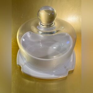 Princess House Pavillion Cheese Butter Dish with Glass Lid, Covered Cheese Dish